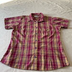 Canyon Guide Outfitters Magenta and Yellow Plaid Short Sleeve Shirt